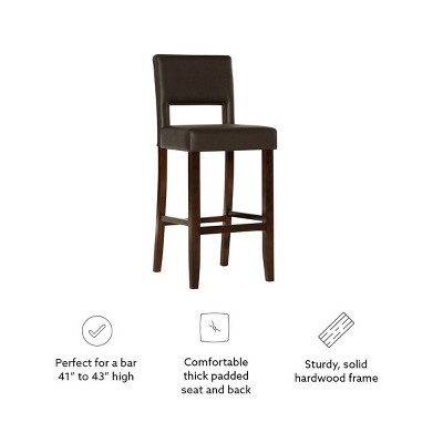 Espresso Brown 30" Wood Bar Stool with Faux Leather