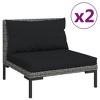 vidaXL 3 Piece Patio Lounge Set Dark Gray Half Round Poly Rattan - 3 of 4