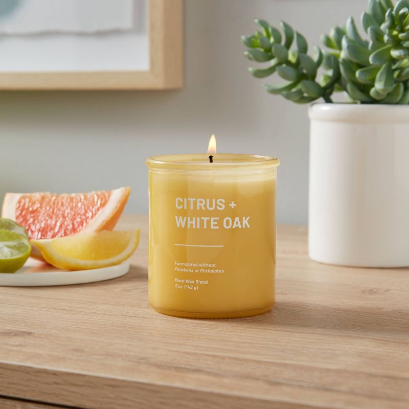 Tinted Glass Citrus + White Oak Jar Candle Light Yellow - Threshold™, 3 of 8