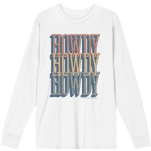 Western Howdy Repeat Text Adult Long Sleeve Tee - 1 of 3