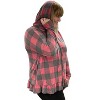 Women's Plaid Long Sleeve Hooded Top - honeyme - 3 of 3