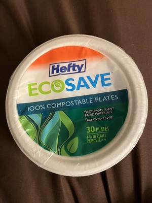  Hefty ECOSAVE 100% Compostable Paper Plates, 6-3/4 Inch, 30  Count : Everything Else