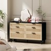 NicBex Wooden 6-Drawer Dresser,Farmhouse Double Dressers with Rattan Drawers,Chest of Drawers for Bedroom,Living Room,Kids Room,Hallway,Natural Style - image 2 of 4