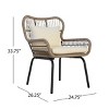 Woven Rope Club Chairs Set Of 2,Outdoor Fabric Upholstered Seat Armrests Chair,Beachy Rope Low Armrests Chair With Metal Frame-Coolbibila - 4 of 4
