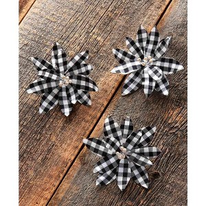 The Lakeside Collection Sets of 3 Buffalo Plaid Poinsettia Tree Clips - 1 of 2