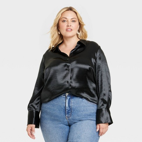 black satin shirt ladies