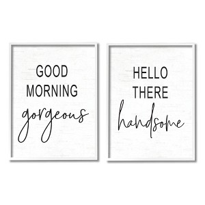Stupell Industries Morning Gorgeous Hello Handsome Romantic Framed Giclee, 2 Pieces, each 16 x 20 - 1 of 3