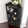 ORRD Wooden Corner Bar Cabinet with 2 Drawers & Mirrored Back, 50" Buffet Cabinet with Open Shelves for Living Room, Dining Room,Black - 4 of 4