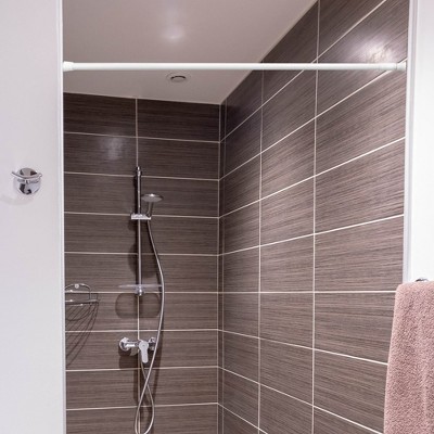 Adjustable White Tension Shower Curtain Rod, 43-79 Inches