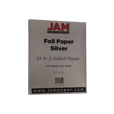 JAM Paper Foil 24lb 2-Sided Paper 8.5 x 11 Silver 50 Sheets/Pack 1683737