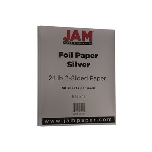 JAM Paper Foil 24lb 2-Sided Paper 8.5 x 11 Silver 50 Sheets/Pack 1683737 - 1 of 2
