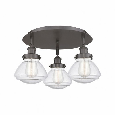 Olean - 3 Light Flush Mount In Art Deco Style-8 Inches Tall and 18.25 Inches Wide