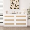 Rattan 6-Drawer Dresser for Bedroom - Modern Farmhouse Wood Closet Dresser, Durable Freestanding Storage Cabinet, for Living Room and Entryway - 3 of 4