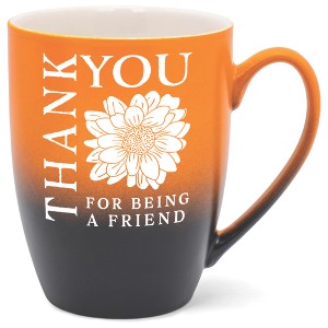 Elanze Designs Thank You For Being A Friend Two Toned Ombre Matte Orange and Black 12 ounce Ceramic Stoneware Coffee Cup Mug - 1 of 4