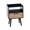Vynxaria 15.75" Rattan End Table - Drawer with Smooth Slides, Solid Wood Legs, Modern Nightstand/Side Table - 2 of 4