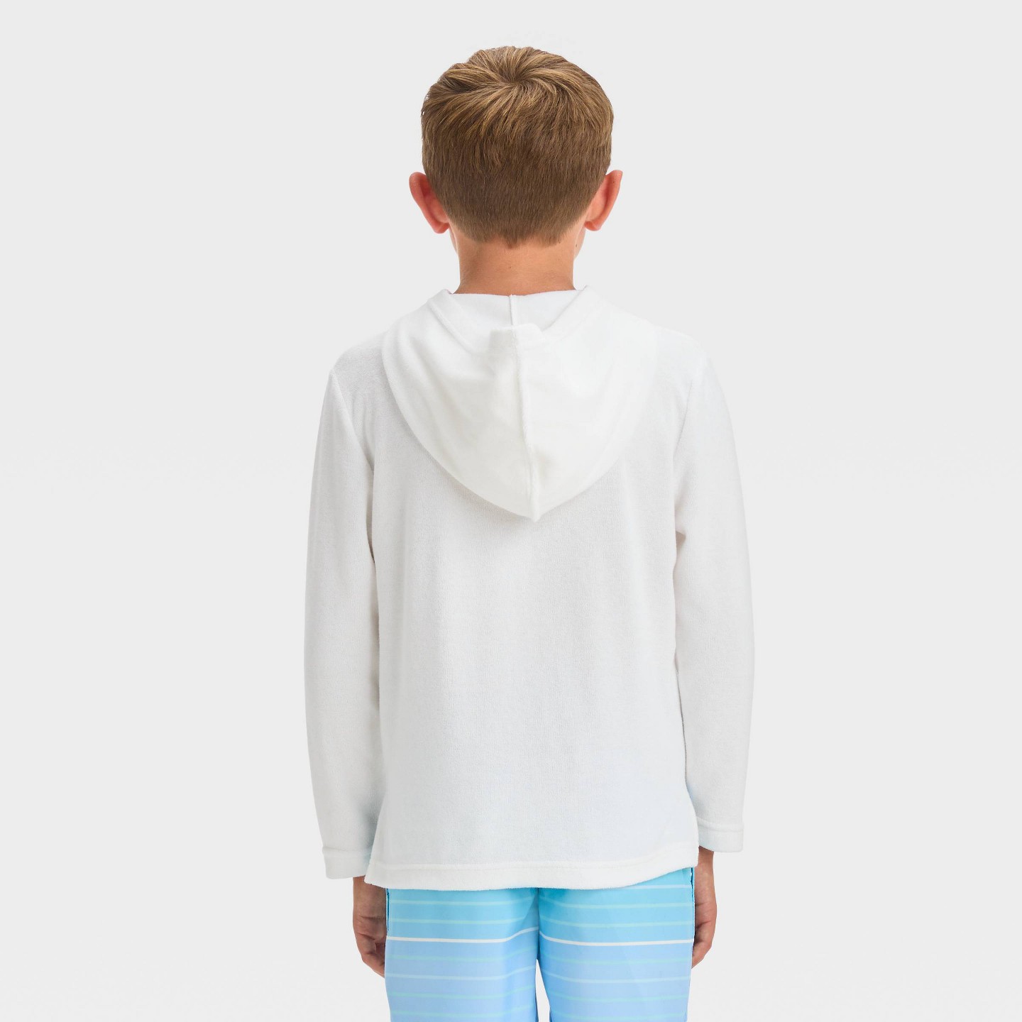 Детский топ Cat & Jack Boys' Solid Zip-Up Cover Up Top, цвет: Белый — фото 2