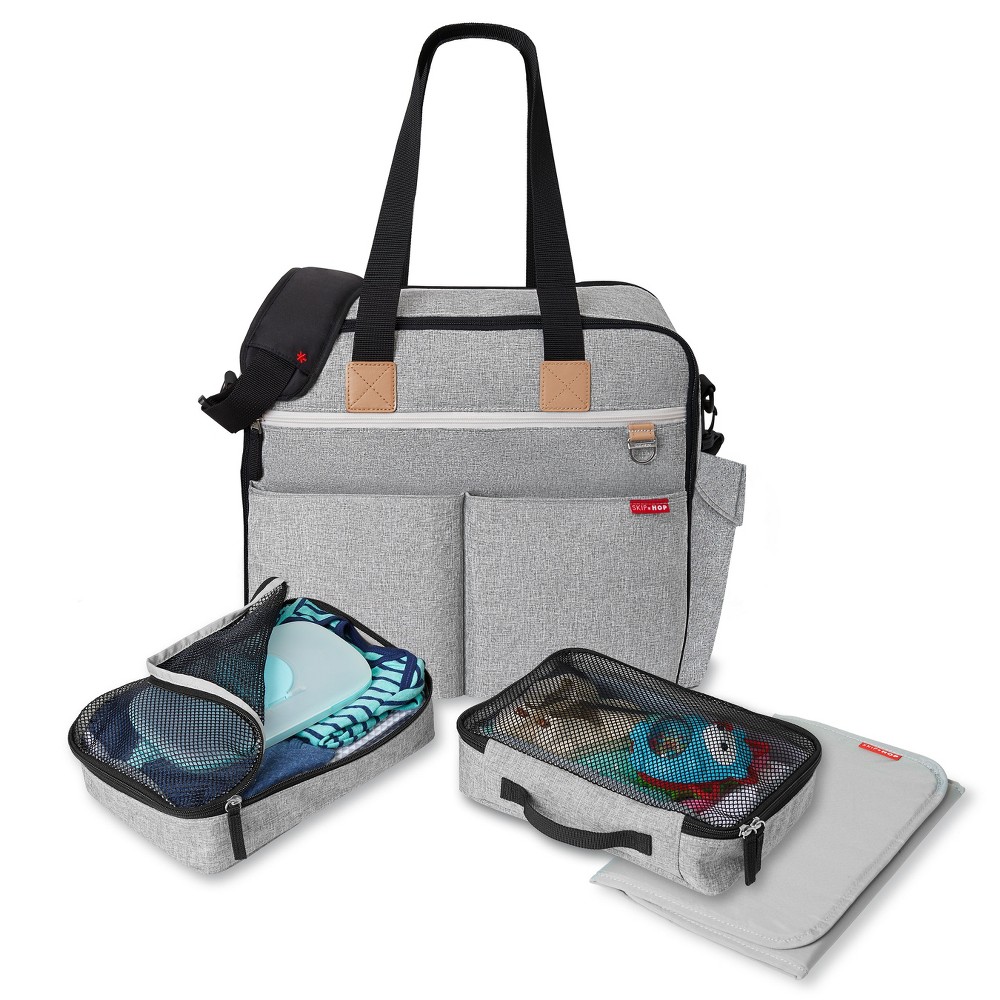 Photos - Luggage Skip Hop Duo Signature Diaper Weekender Bag - Gray Melange: Adjustable Shoulder Strap, Multiple Compartments, Structured Sof 