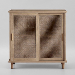 Art Leon Cane Wicker Cabinet Sideboard with Sliding Doors - 1 of 4