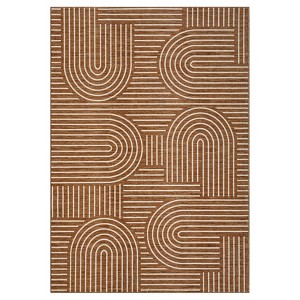 Washable Modern Large Living Room Rugs, Rainbow Print Soft Non Slip Bedroom Carpet, Low Pile Geometric Dining Room Rugs - 1 of 4