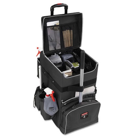 Rubbermaid Commercial Executive Quick Clean Janitorial Cart, Synthetic Fabric, 16 Compartments, 14.25" x 16.5" x 25", Dark Gray - image 1 of 4