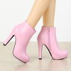 Allegra K Women's Size Zipper Round Toe Platform Chunky Heel Ankle Boots - 2 of 4