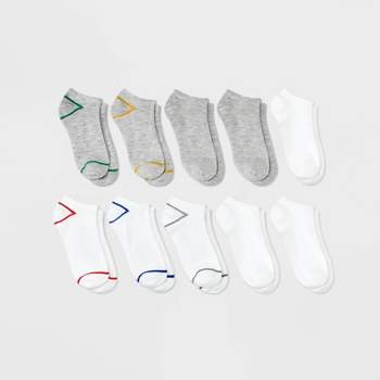 Kids' 10pk Low Cut Socks - Cat & Jack™ White/Gray