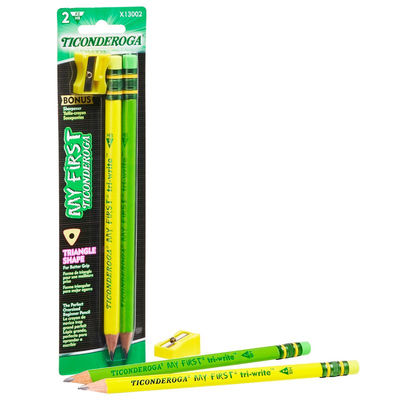 Ticonderoga® My First® Tri-Write™ Wood-Cased Pencils, Neon Assorted, 2 Per Pack, 12 Packs, 2 of 10