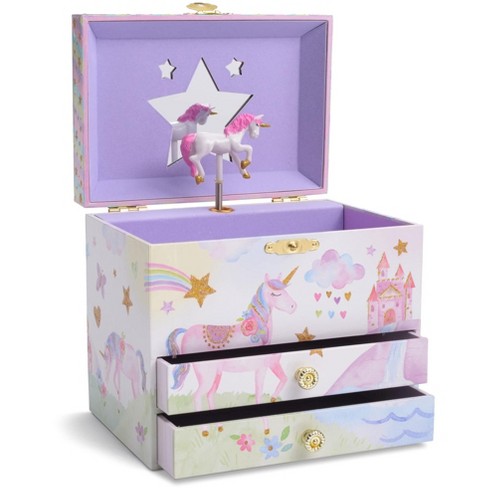 Jewelkeeper 6 X 4.65 X 3.5 Inches Rainbow Musical Jewelry Storage Box With  Spinning Unicorn, The Beautiful Dreamer Tune, Blue : Target