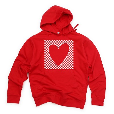 Simply Sage Market Women's Graphic Hoodie Checkered Heart Cut Out