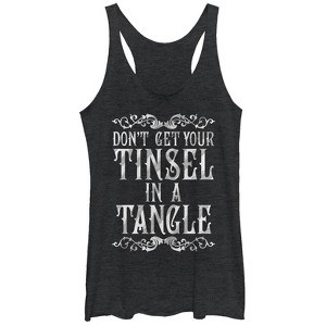 Women's Lost Gods Christmas Tinsel in a Tangle Pattern Racerback Tank Top - 1 of 3