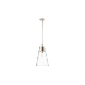 Wentworth 1-Light Pendant - Modern Glass Shade with Brushed Nickel Accents, Dimmable - 1 of 4