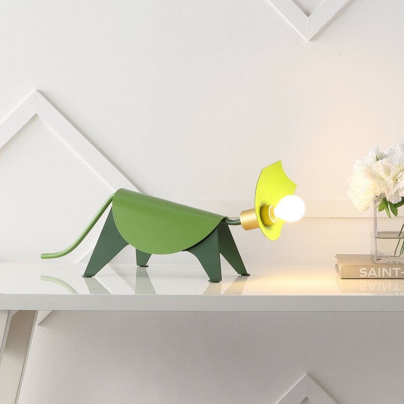 7.5&#34; Gretchen Modern Industrial Iron Triceratops Kids&#39; Lamp (Includes LED Light Bulb) Green - JONATHAN Y, 2 of 9
