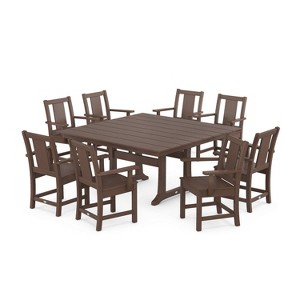 POLYWOOD 9pc Prairie Square Farmhouse Outdoor Patio Dining Set with Trestle Legs - 1 of 1