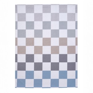 Lambs & Ivy Little Racer Soft Checkered Blue/White/Taupe Fleece Baby Blanket - 1 of 4