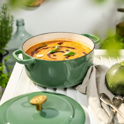 Bellamonte Green Enameled Cast Iron 7.5-qt Round Dutch Oven