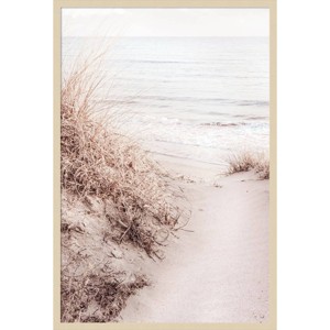 28"x41" Beach Sand 10 by 1x Studio III Wood Framed Wall Art Print Brown - Amanti Art: Serene Ocean View, Vertical Layout - 1 of 4
