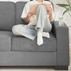 83.86" Snowfleece Fabric 3-Seater Sofa with Cup Holders, Compressed Modern Couch - 4 of 4