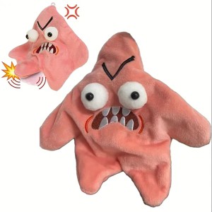 Grumpy Starfish, Pink Kicking Starfish Plush Pendant, Funny Spoofing For Backpacks, Interactive Doll Ornament, Cute Schoolbag Pendant, Keychain - 1 of 4