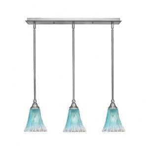 Toltec Lighting Any 3 - Light Chandelier in  Brushed Nickel with 5.5" Fluted Teal Crystal  Shade - 1 of 1