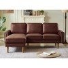LOVMOR 82.2"L-Shape Sofa Couch with Chais Mid-Century Copper Nail on Arms,strong wooden leg and suede fabric design - 3 of 4