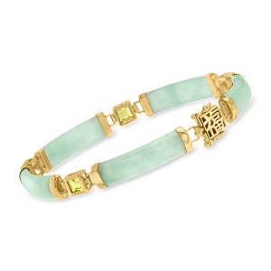Ross-Simons Jade "Bless" Bracelet With 1.50 ct. t.w. Peridot in 18kt Gold Over Sterling - 1 of 4