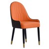 WJSHome Dining Chairs Set of 2 Kitchen Mid-Century Modern Chairs with Metal Legs and PU Leather Cushion for Living Room, Orange & Brown - 4 of 4