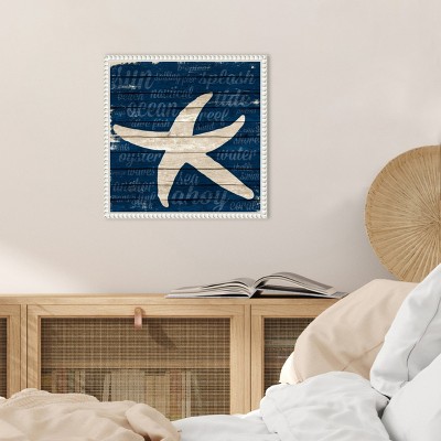 Coastal Starfish Canvas Wall Art with White Beaded Frame