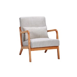 GDFStudio Sigrid Mid-Century Modern Upholstered Solid Wood Arm Chair with Pillow - 1 of 4