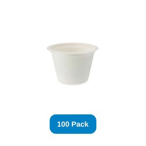 StalkMarket 4 oz Sugarcane Portion Cup Compostable Souffle Cup - Pack of 100 - 1 of 2