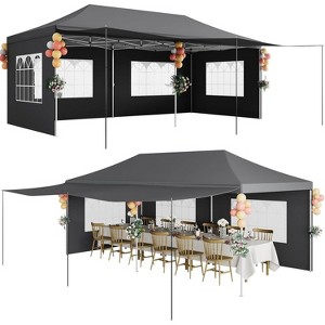 10x20 Pop Up Canopy Tent, Commercial Heavy Duty Canopy Tents with Roller Bag, Tents with 6 Removable Sidewalls, Upgraded Thickened Legs, 6 Sand Bags - 1 of 4