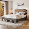 NicBex Full/Queen/King Vintage Bed Frame with Storage LED Light Headboard,Modern Platform Bed for Bedroom,No Box Spring Needed - 2 of 4