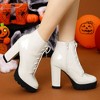 Allegra K Women's Lace Up Chunky Heels Platform Ankle Combat Boots - 2 of 4