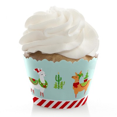 Big Dot of Happiness Fa La Llama - Christmas and Holiday Party Decorations - Party Cupcake Wrappers - Set of 12