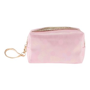 Unique Bargains Women Portable Solid Color Dots Makeup Bag Pink 1 Pc - 1 of 3